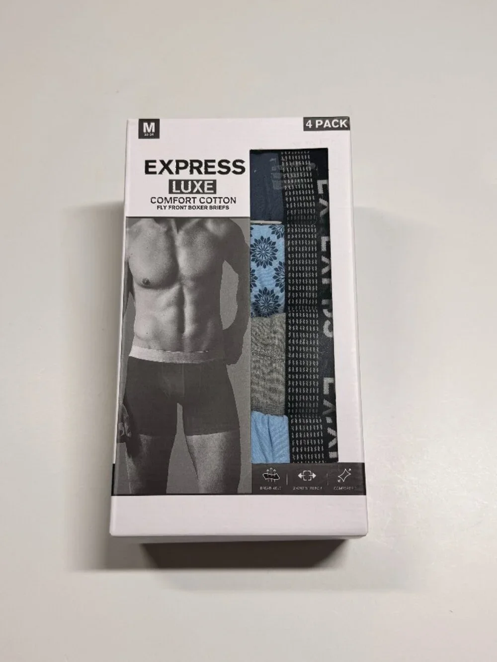 NWT Express Luxe Comfort Cotton Briefs - Multi Colors - 4 Pack